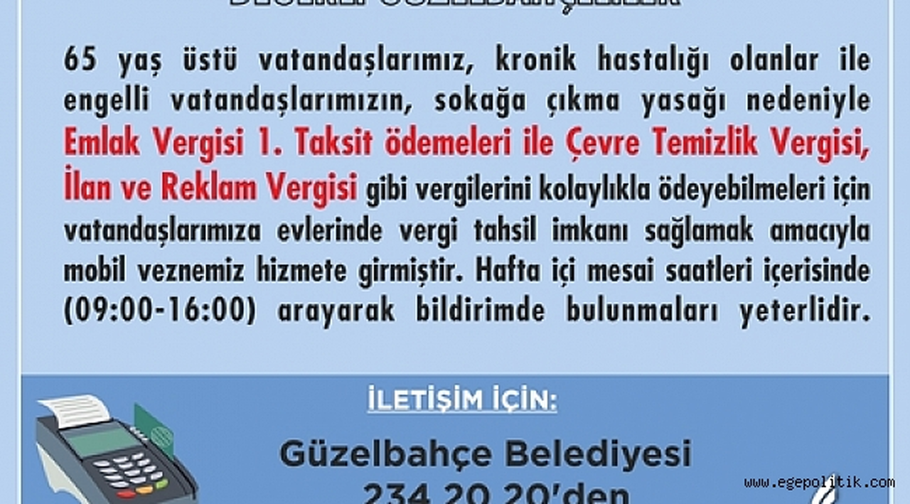 Güzelbahçe Belediyesi’nden Mobil Vezne Hizmeti