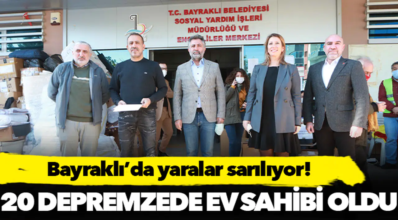 BAYRAKLI'DA 20 DEPREMZEDE AİLEYE EVLERİ TESLİM EDİLDİ