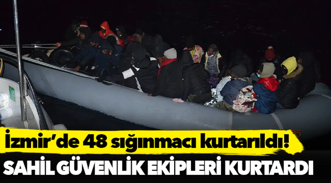 İzmir açıklarında Türk kara sularına itilen 48 sığınmacı kurtarıldı