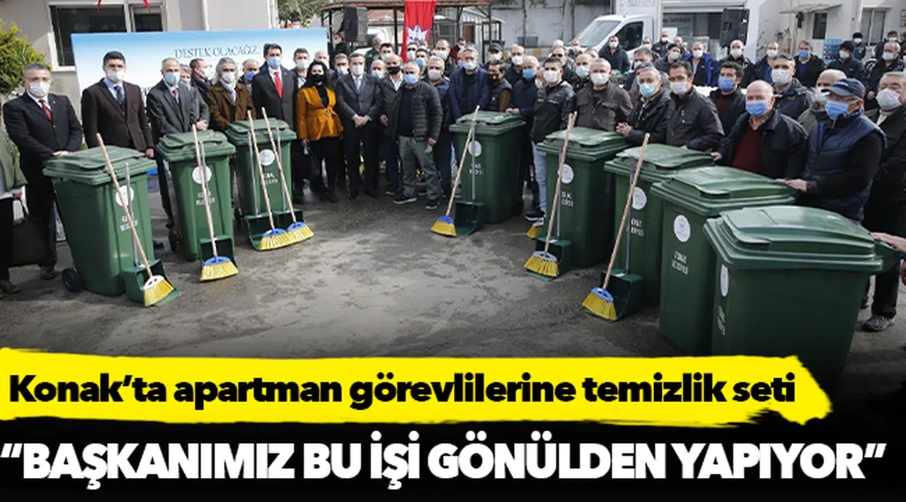 Konak’ta apartman görevlilerine temizlik seti