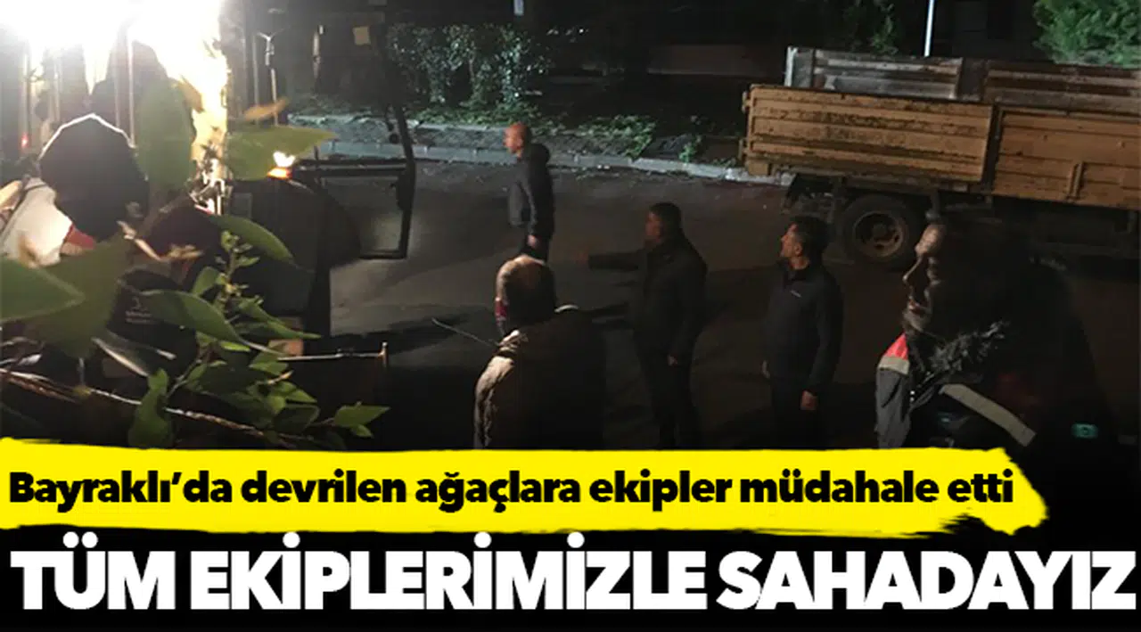 Bayraklı’da devrilen ağaçlara ekipler müdahale etti