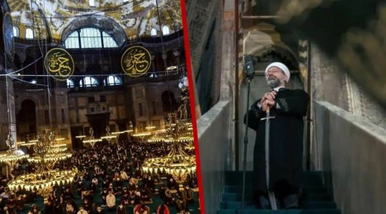 Ayasofya'da 'kılıçlı' bayram namazı