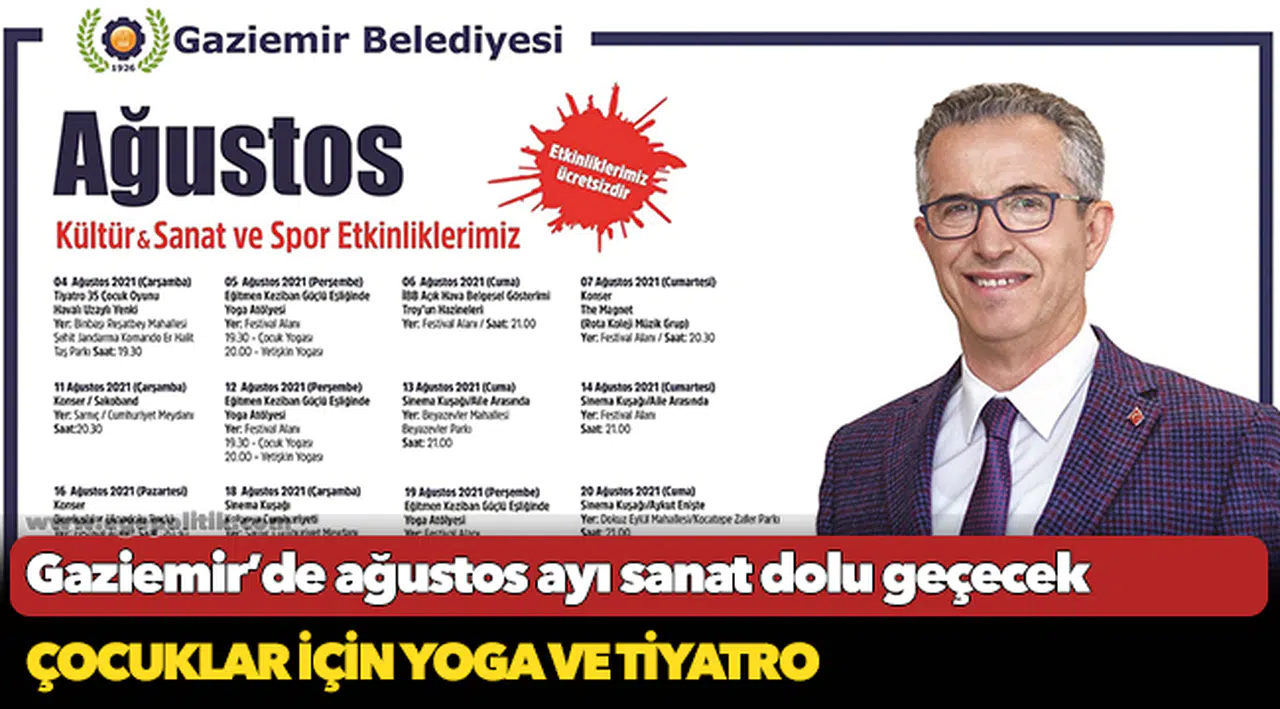Gaziemir’de ağustos ayı sanat dolu geçecek
