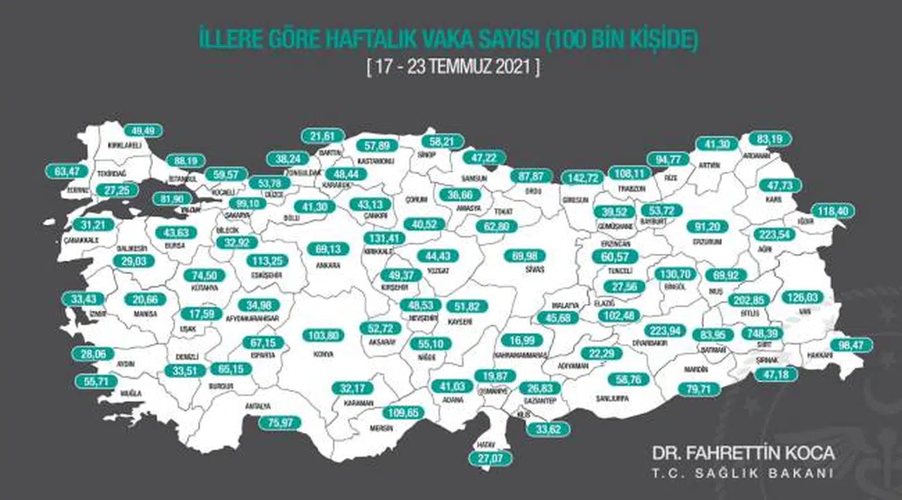 İllerdeki vaka durumu açıklandı: Siirt ve Diyarbakır'da yüksek oranlar