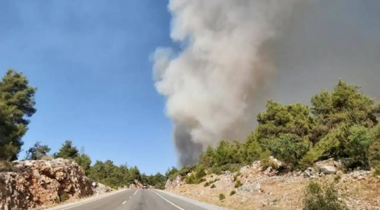 Antalya Gündoğmuş'ta yangın karayoluna yaklaştı