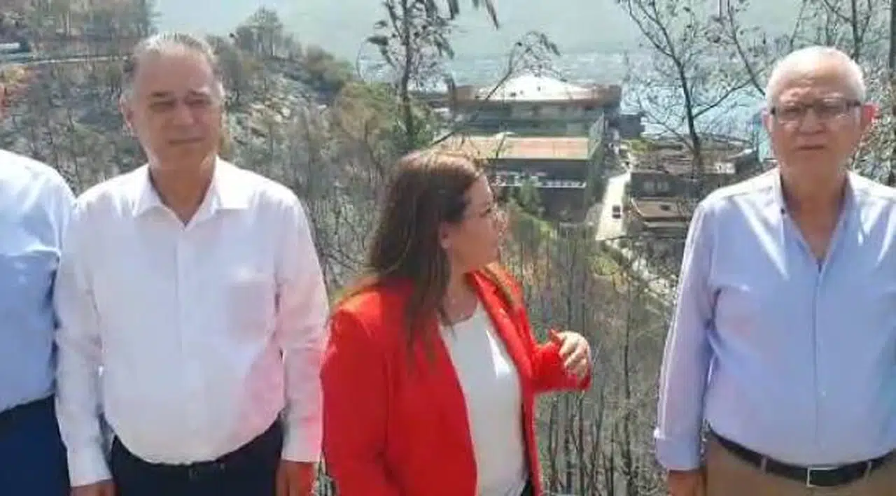 CHP'Lİ KARACA YANGIN BÖLGESİNDE: "YANAN YERLERE BETON DİKMEYE KALKARLARSA KARŞILARINDA OLACAĞIZ"