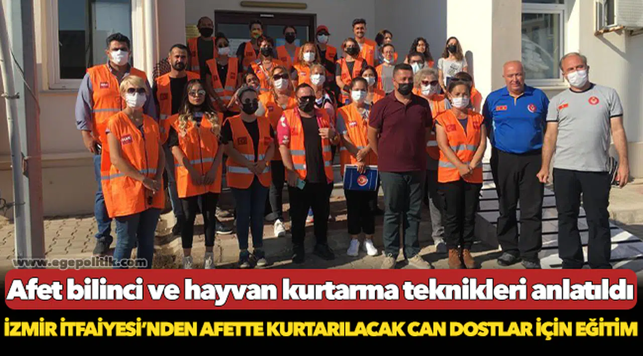 İzmir İtfaiyesi’nden afette kurtarılacak can dostlar için eğitim