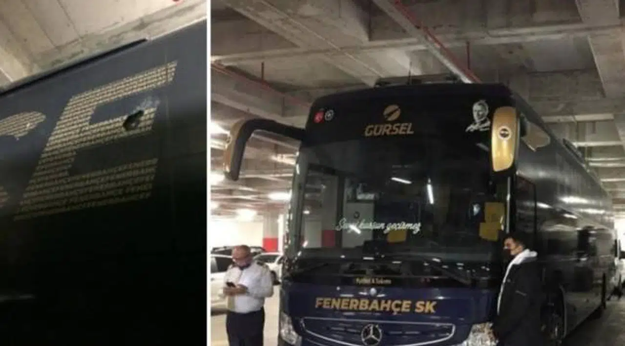 Fenerbahçe otobüsüne taşlı saldırı
