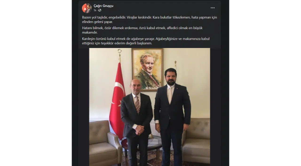 CHP Konak İlçe eski Başkanı Gruşçu'dan Soyer'e özür ziyareti: "Kardeşin özrünü kabul etmek ağabeye yaraşır"