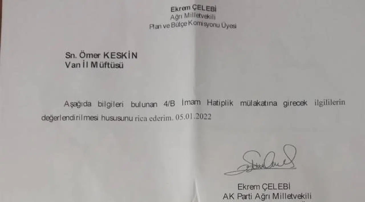 AK Partili vekillerden müftüye torpil ricası