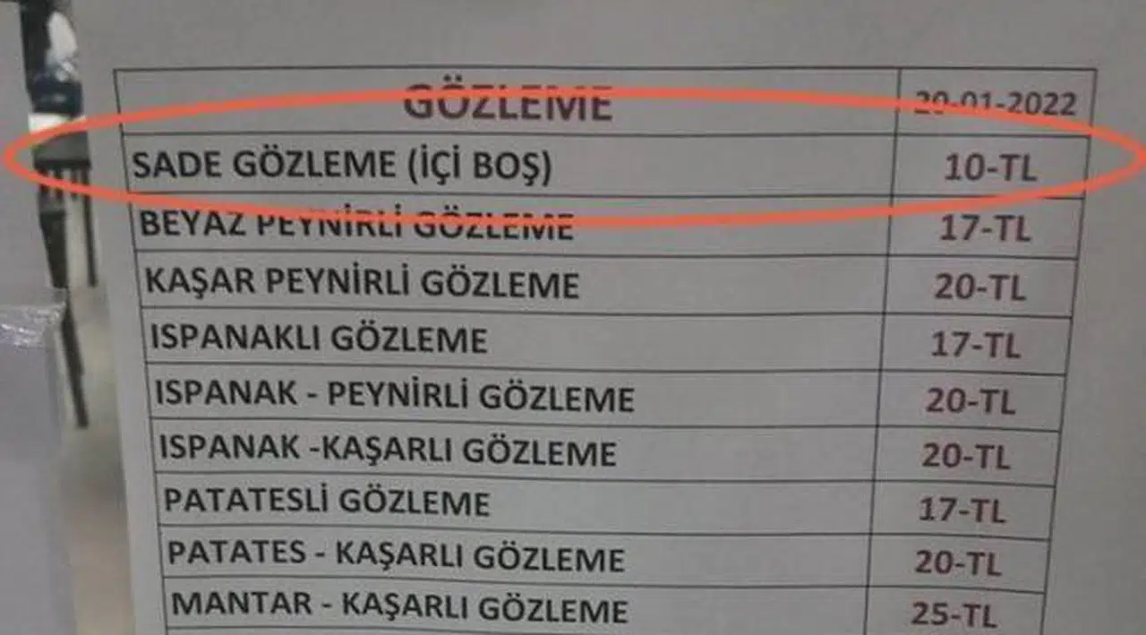 Boş baklava ve boş tosttan sonra bu kez de boş gözleme sosyal medyayı salladı! Fiyatı hiç de ucuz değil