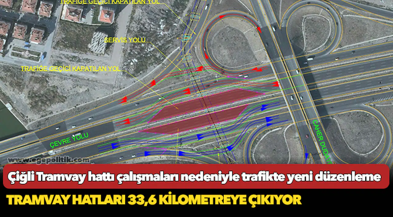 Çiğli Tramvay hattı çalışmaları nedeniyle trafikte yeni düzenleme