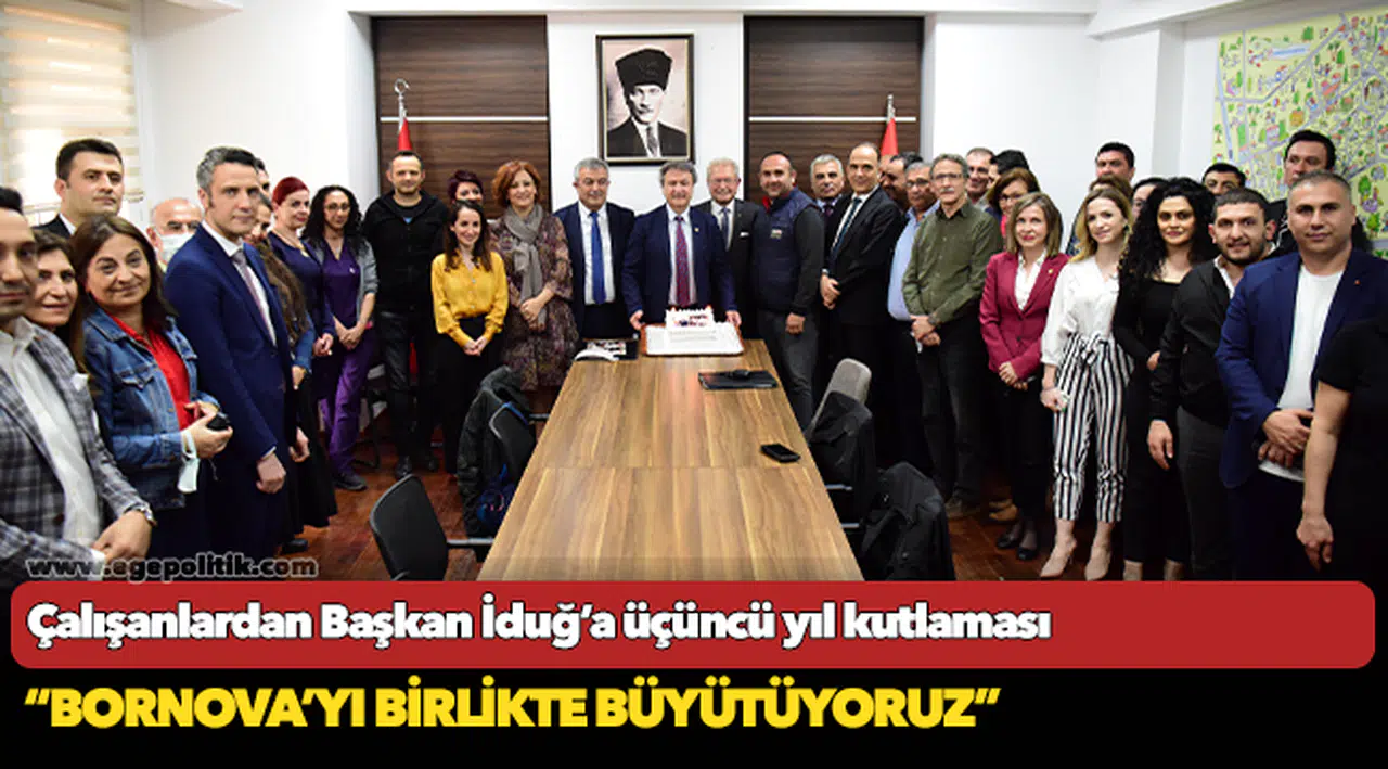 Çalışanlardan Başkan İduğ’a üçüncü yıl kutlaması