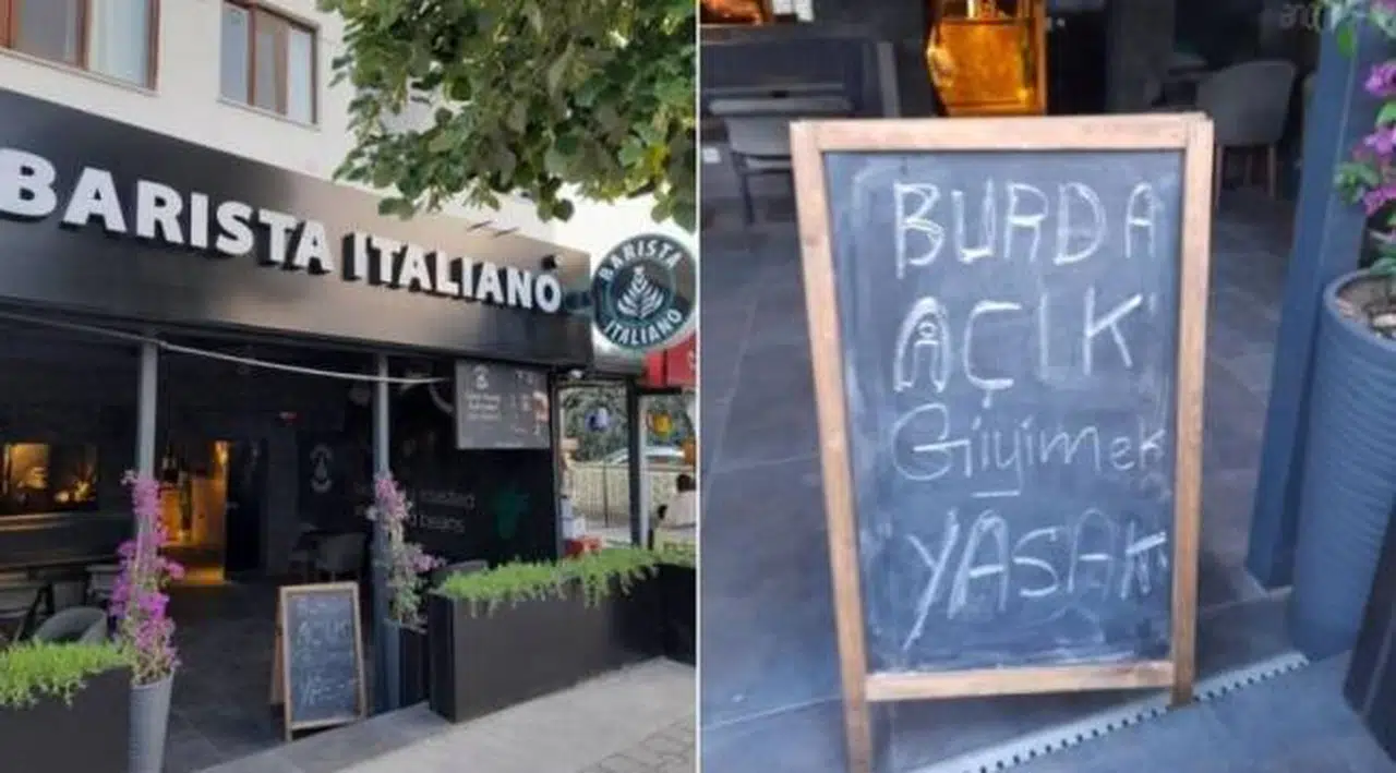 Kocaeli'de 'açık giyinmek yasaktır' tabelası koyan kafe, şort giydiği için müşteriyi kovdu