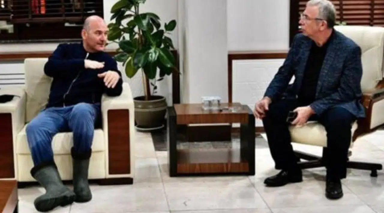 Bakan Soylu'dan 'ıslak botlu' Mansur Yavaş ziyareti
