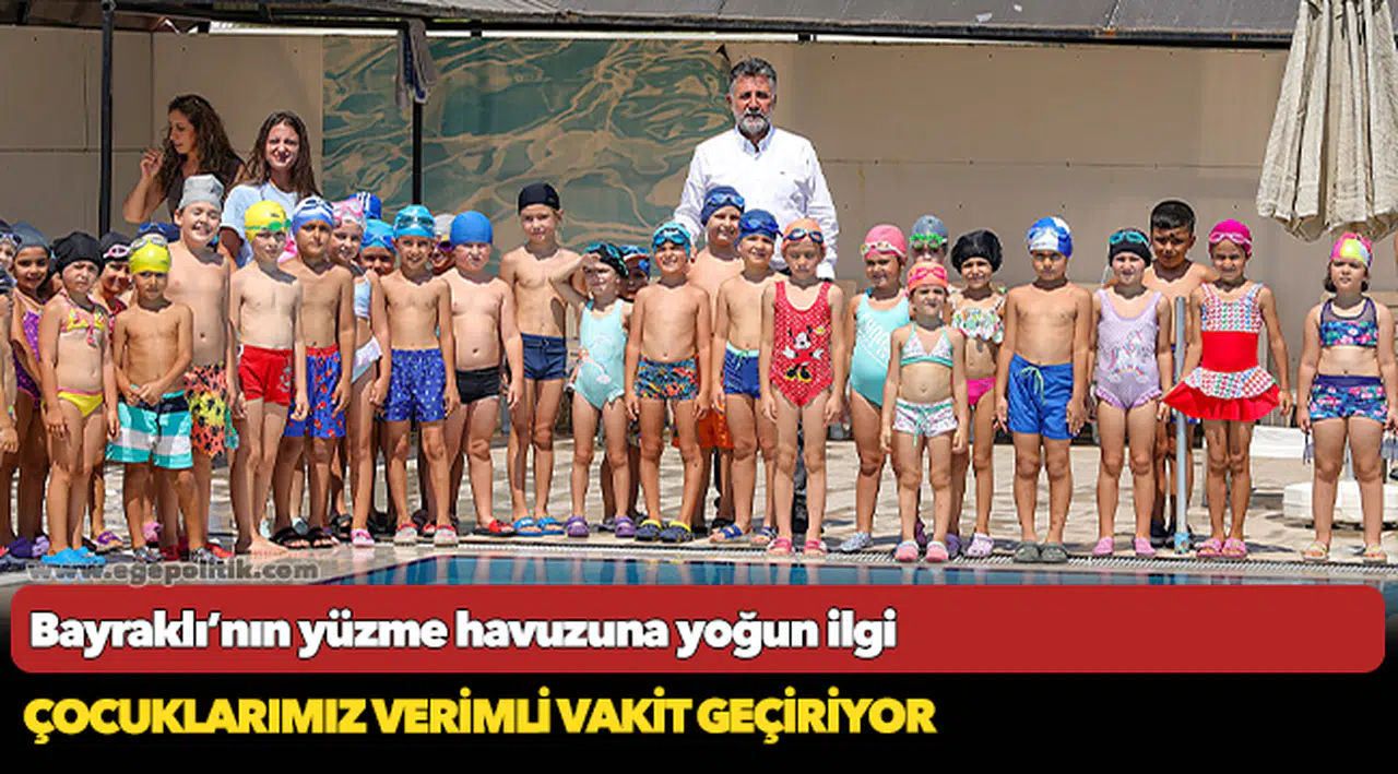 Bayraklı’nın yüzme havuzuna yoğun ilgi