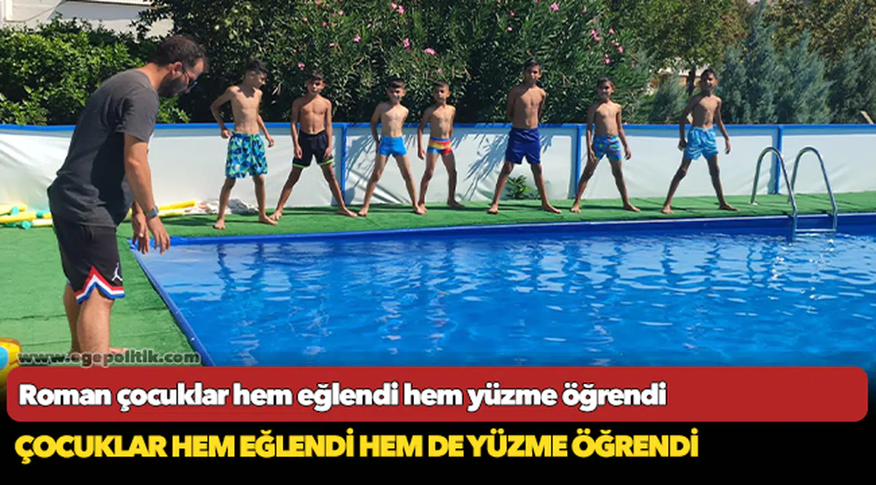Roman çocuklar hem eğlendi hem yüzme öğrendi