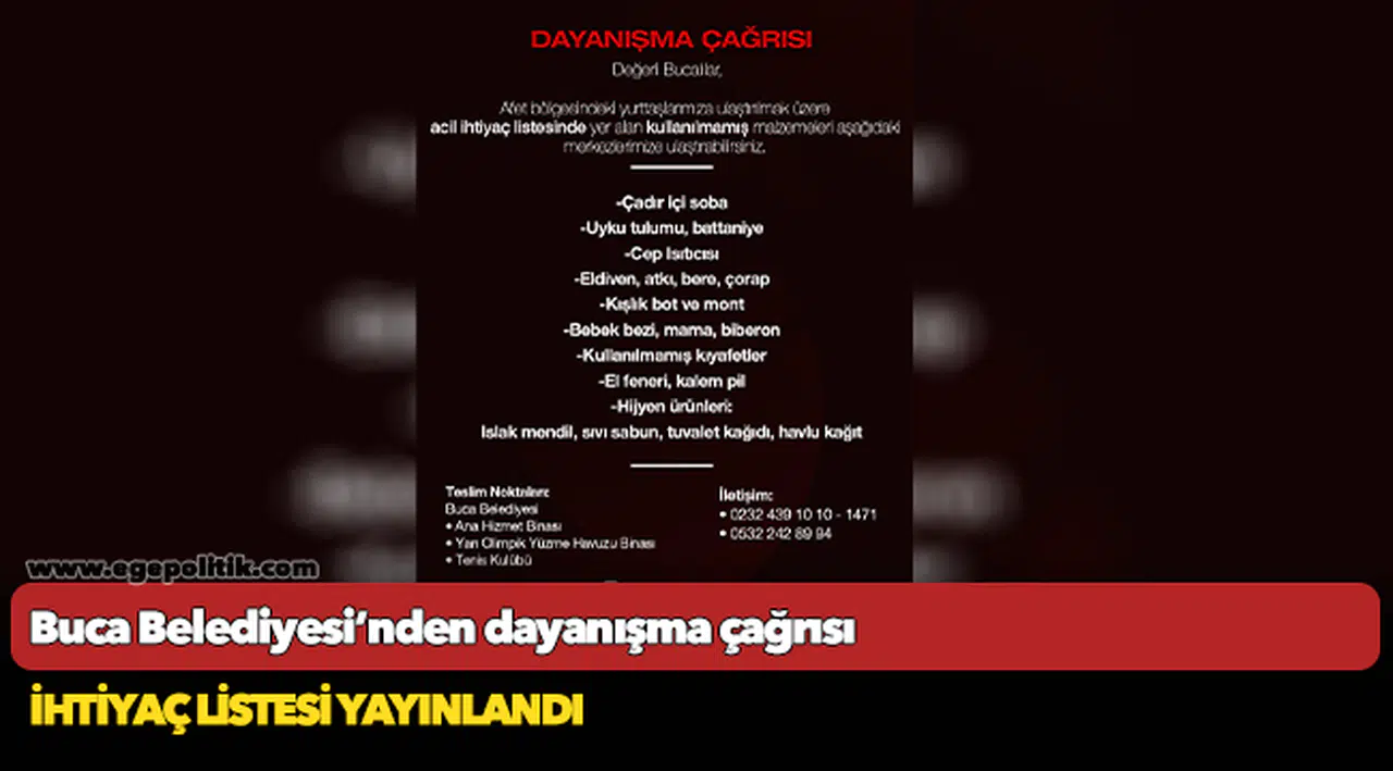 Buca Belediyesi’nden dayanışma çağrısı