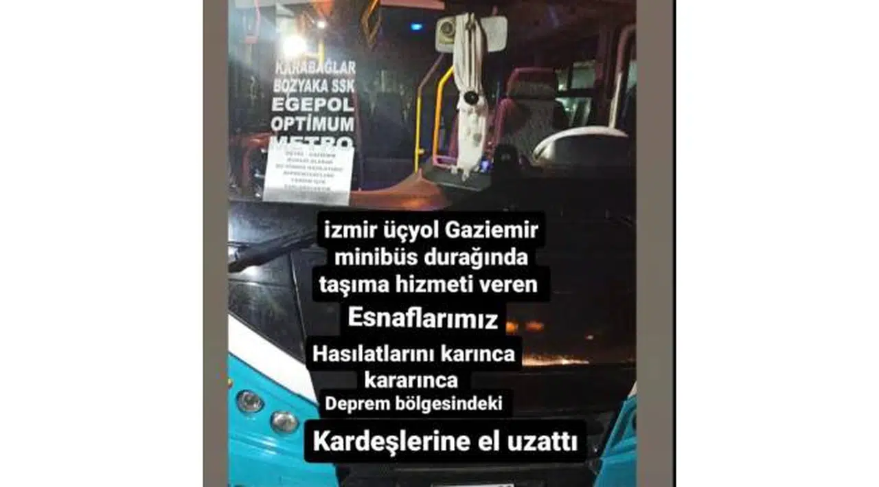 Üçyol dolmuşcu esnafından deprem bölgesine 200 bin lira bağış