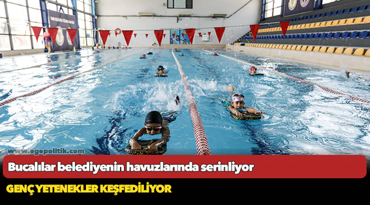 Bucalılar belediyenin havuzlarında serinliyor