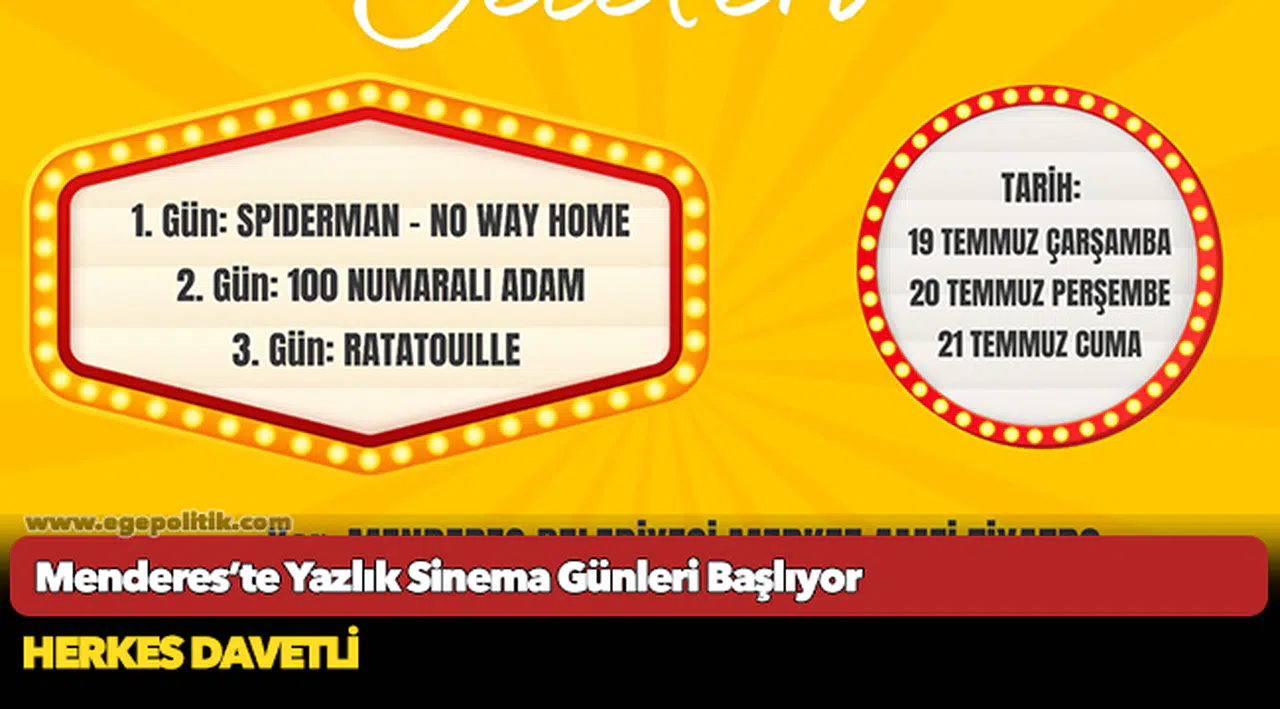 Menderes’te Yazlık Sinema Günleri Başlıyor