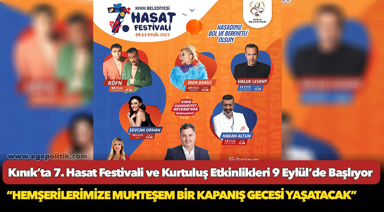 Kınık’ta 7. Hasat Festivali ve Kurtuluş Etkinlikleri 9 Eylül’de Başlıyor