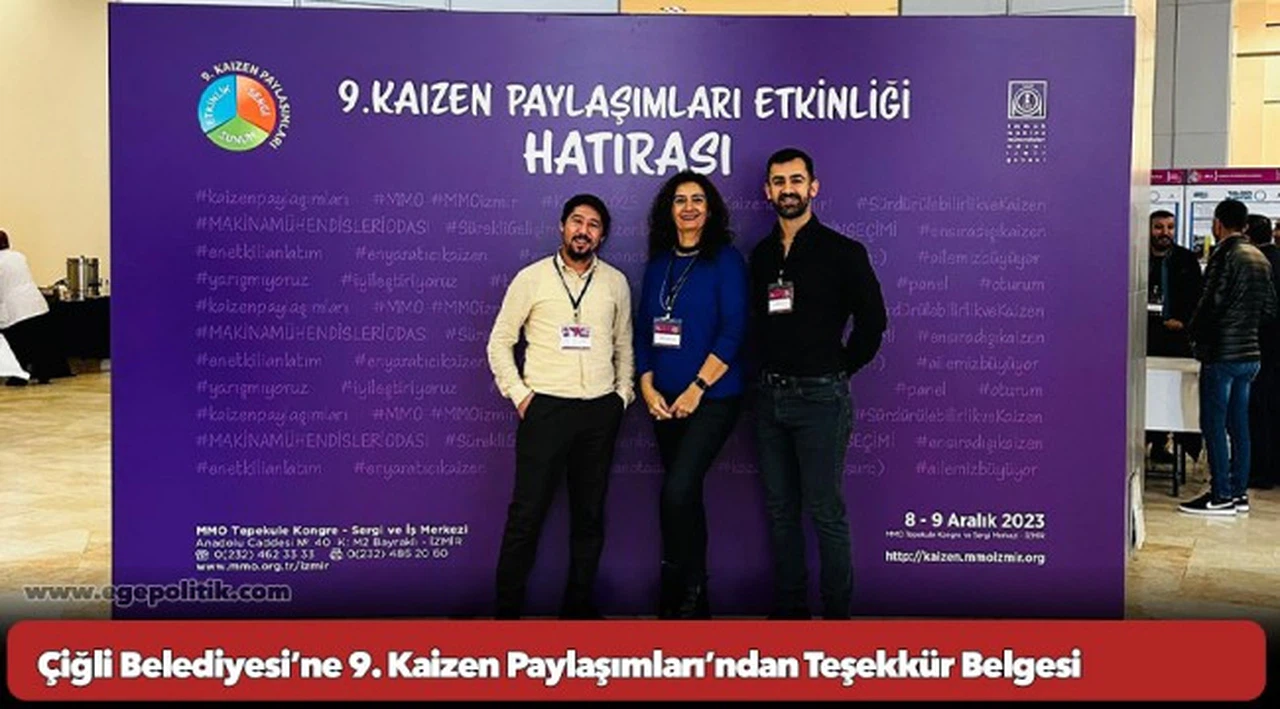 Çiğli Belediyesi’ne 9. Kaizen Paylaşımları’ndan Teşekkür Belgesi