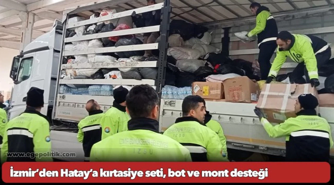 İzmir’den Hatay’a kırtasiye seti, bot ve mont desteği