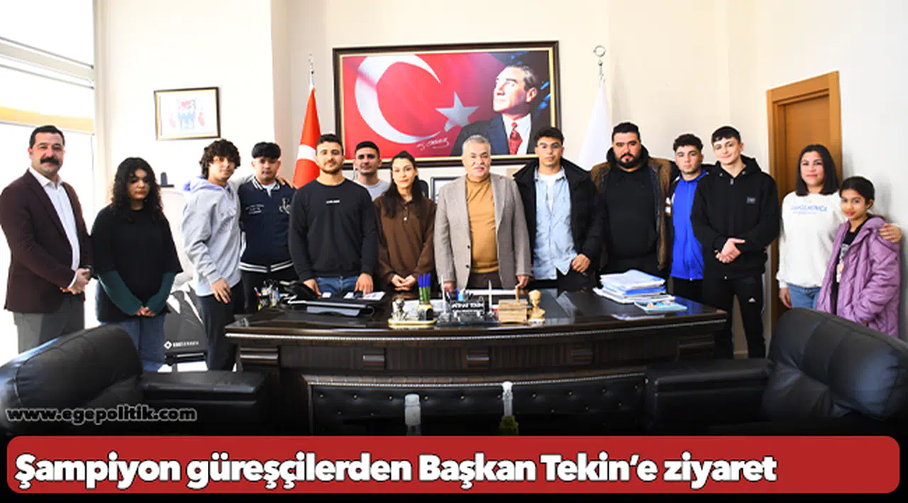 Şampiyon güreşçilerden Başkan Tekin’e ziyaret