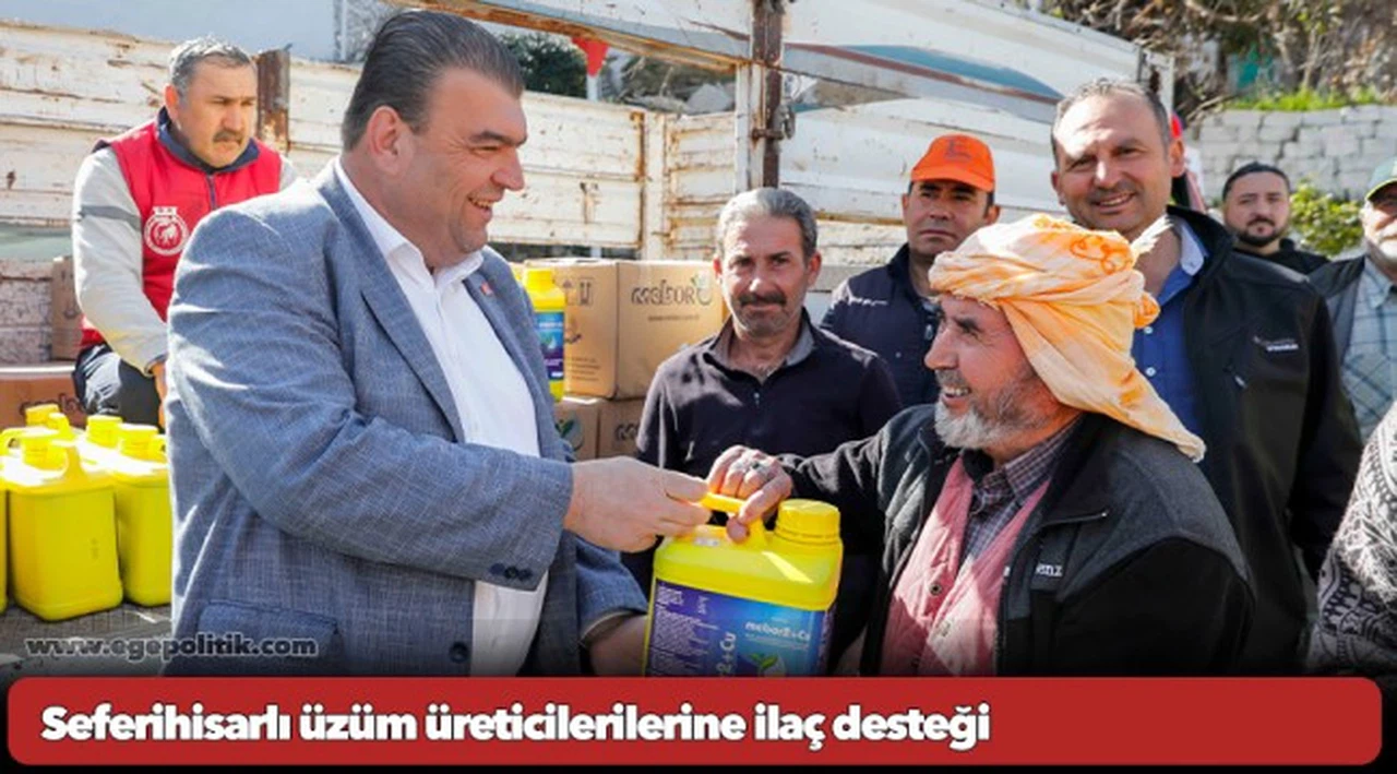 Seferihisarlı üzüm üreticilerilerine ilaç desteği