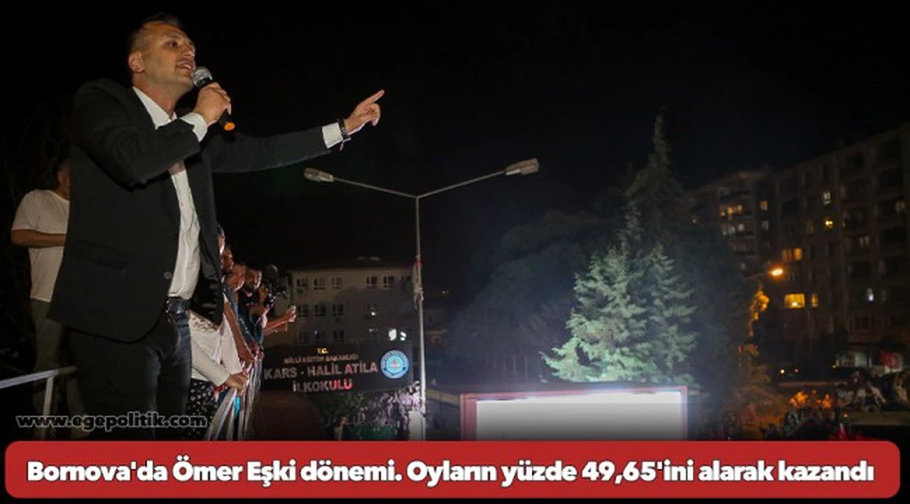 Bornova'da Ömer Eşki dönemi. Oyların yüzde 49,65'ini alarak kazandı