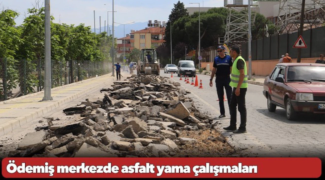Ödemiş merkezde asfalt yama çalışmaları