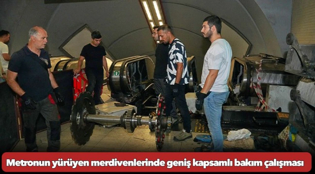 Metronun yürüyen merdivenlerinde geniş kapsamlı bakım çalışması
