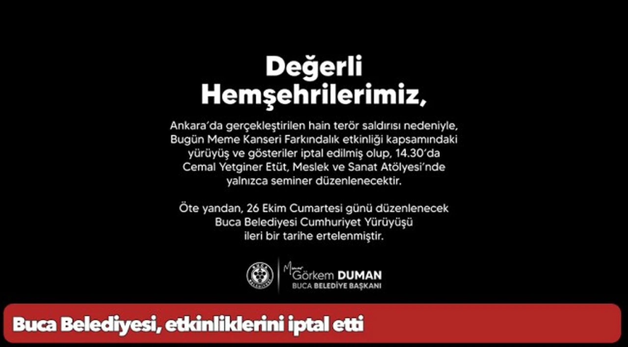 Buca Belediyesi, etkinliklerini iptal etti