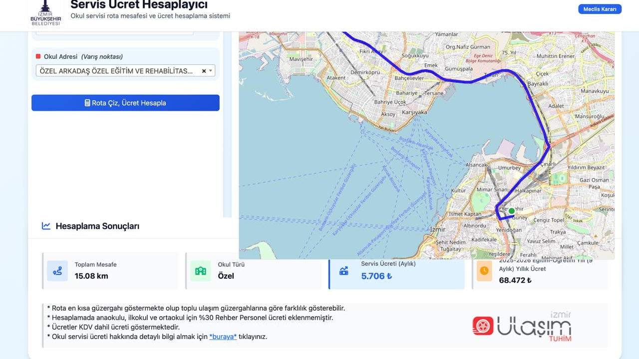 Büyükşehir’den velilere büyük kolaylık Servis ücretleri artık web sitesinden hesaplanacak