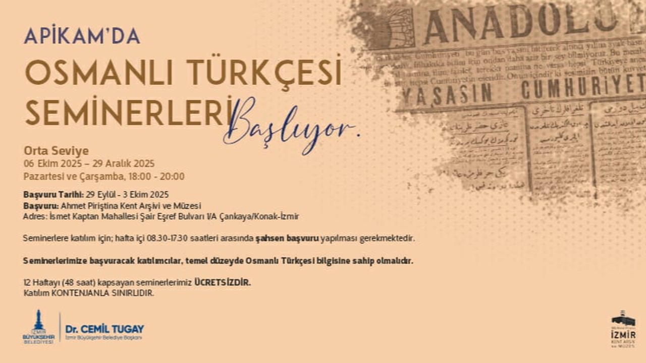 APİKAM'da “Orta Seviye Osmanlı Türkçesi Seminerleri” başlıyor