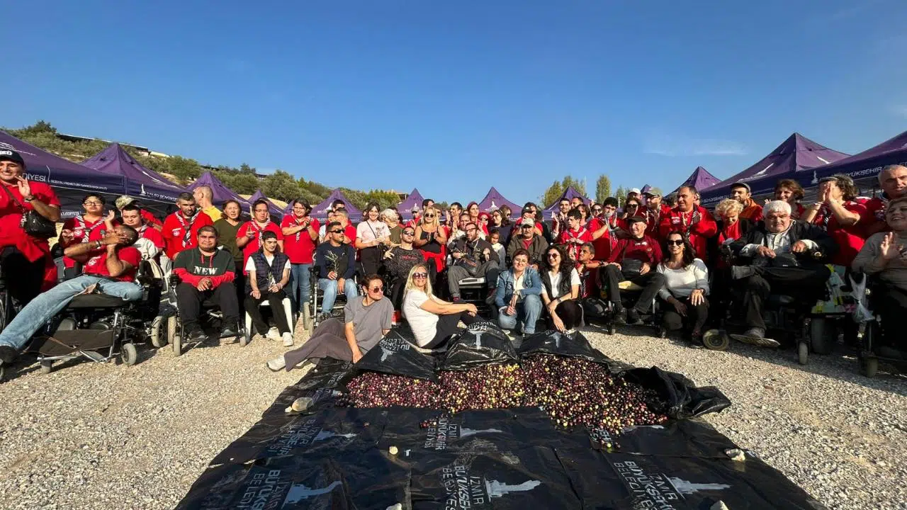 Engelli yurttaşlar ve yakınları zeytin hasadında buluştu