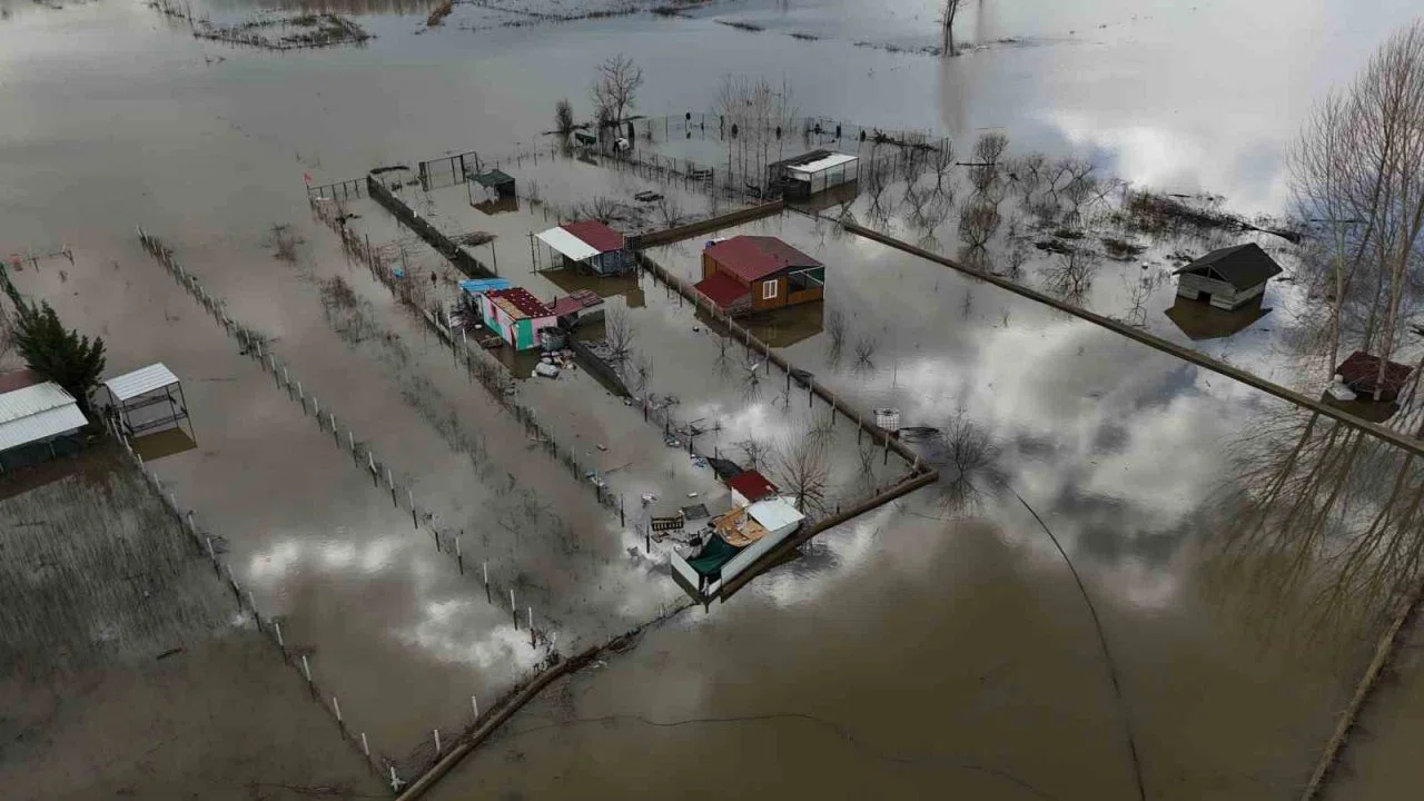 Edirne’de taşkının izleri havadan görüntülendi