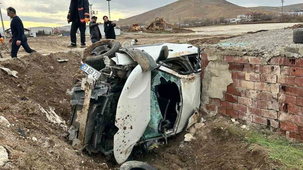 Elazığ’da otomobil aydınlatma direğine çarptı: 2 yaralı