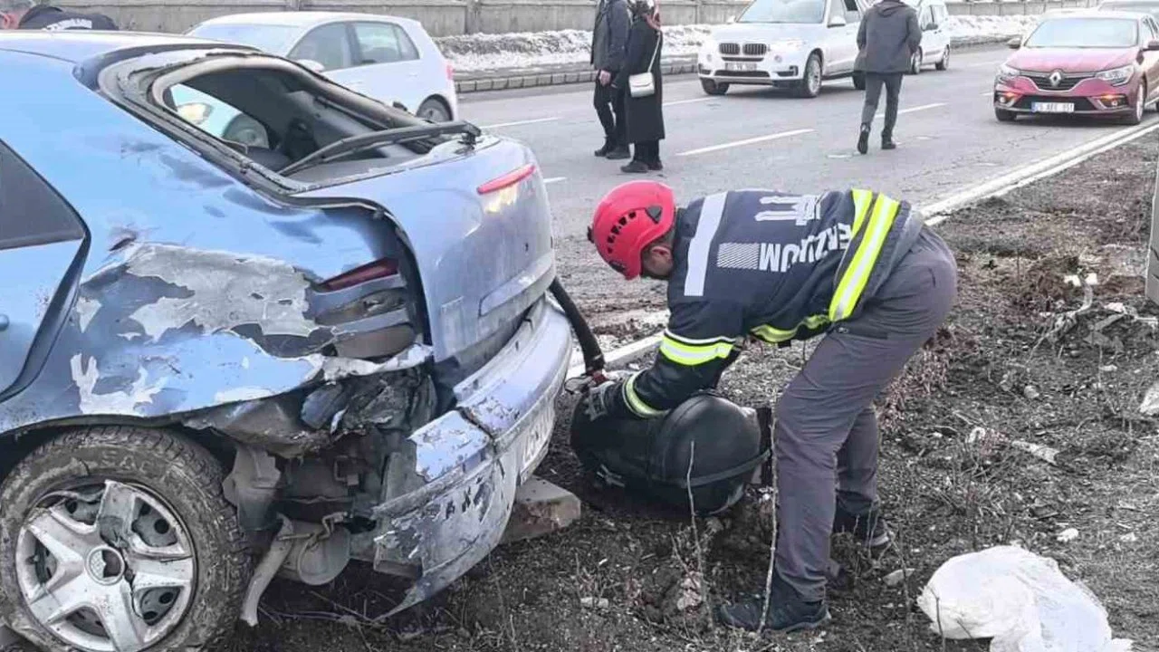 Trafik kazası sonrası araçtan kopan LPG tankı korku dolu anlar yaşattı