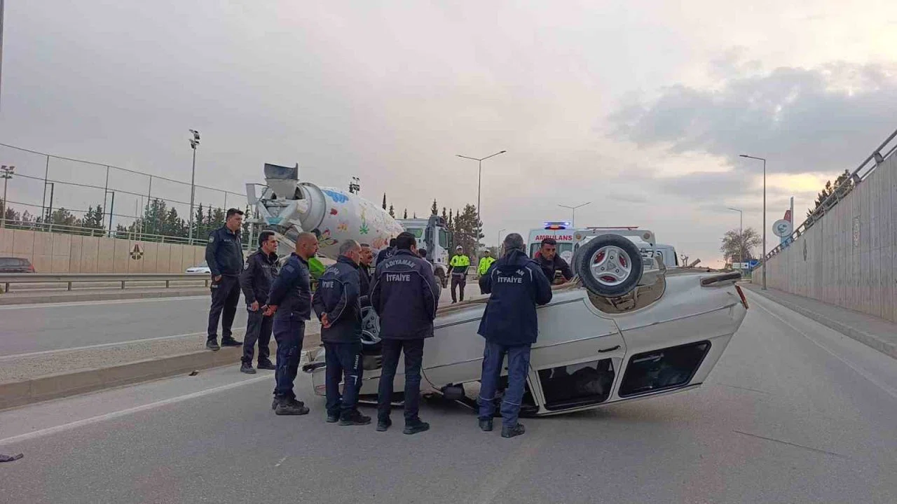 Adıyaman’da otomobil takla attı: 3 yaralı