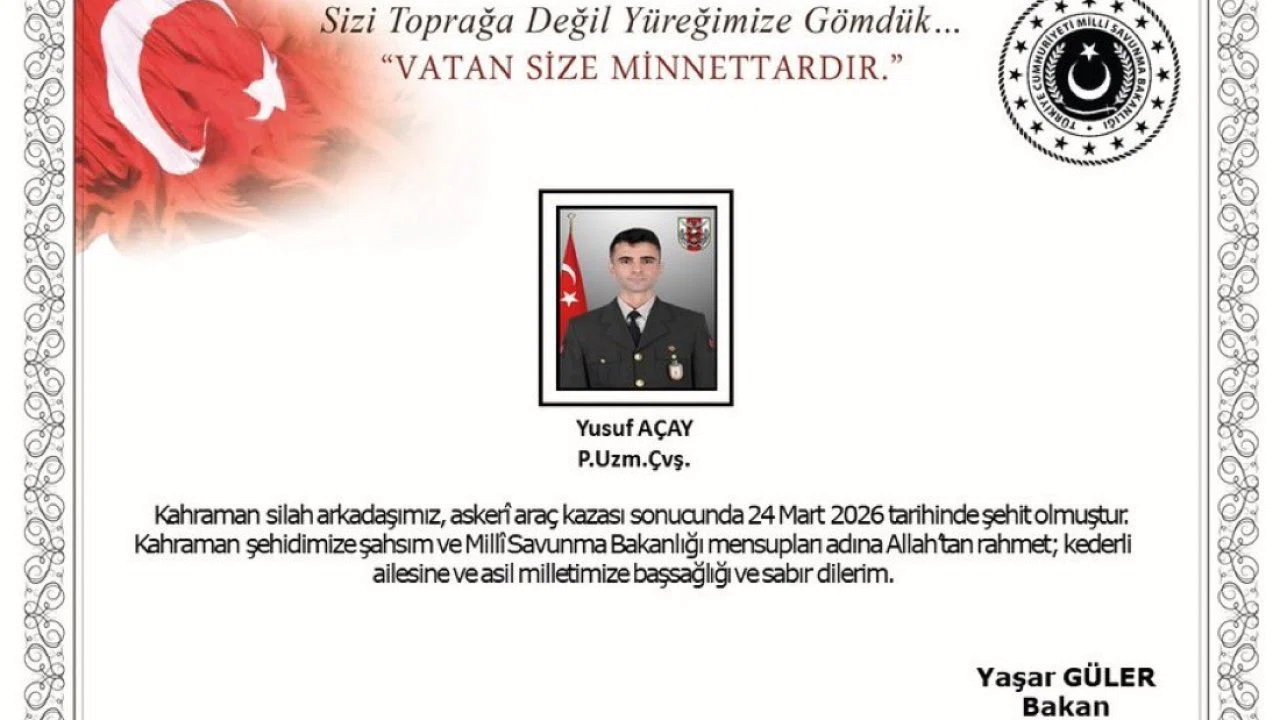Ağrı’da askeri araç kazası: 1 uzman çavuş şehit oldu
