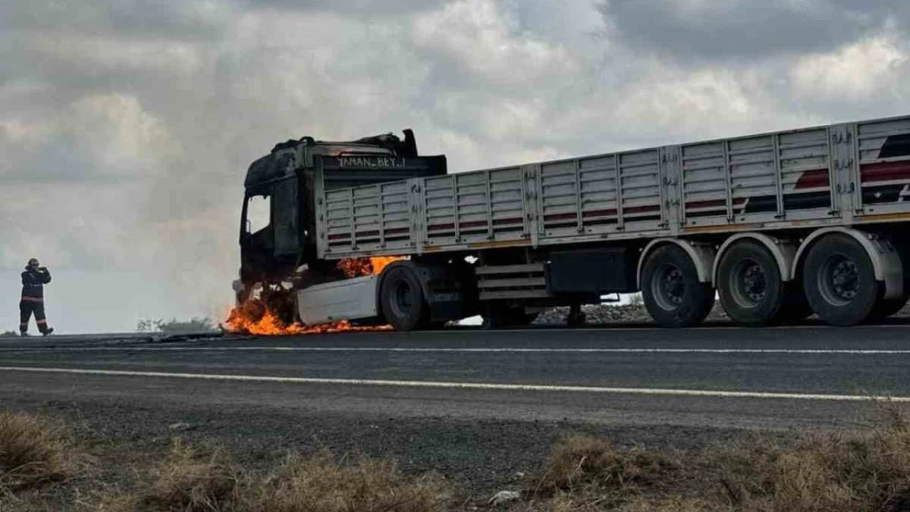 Diyarbakır’da seyir halindeki tır alev aldı