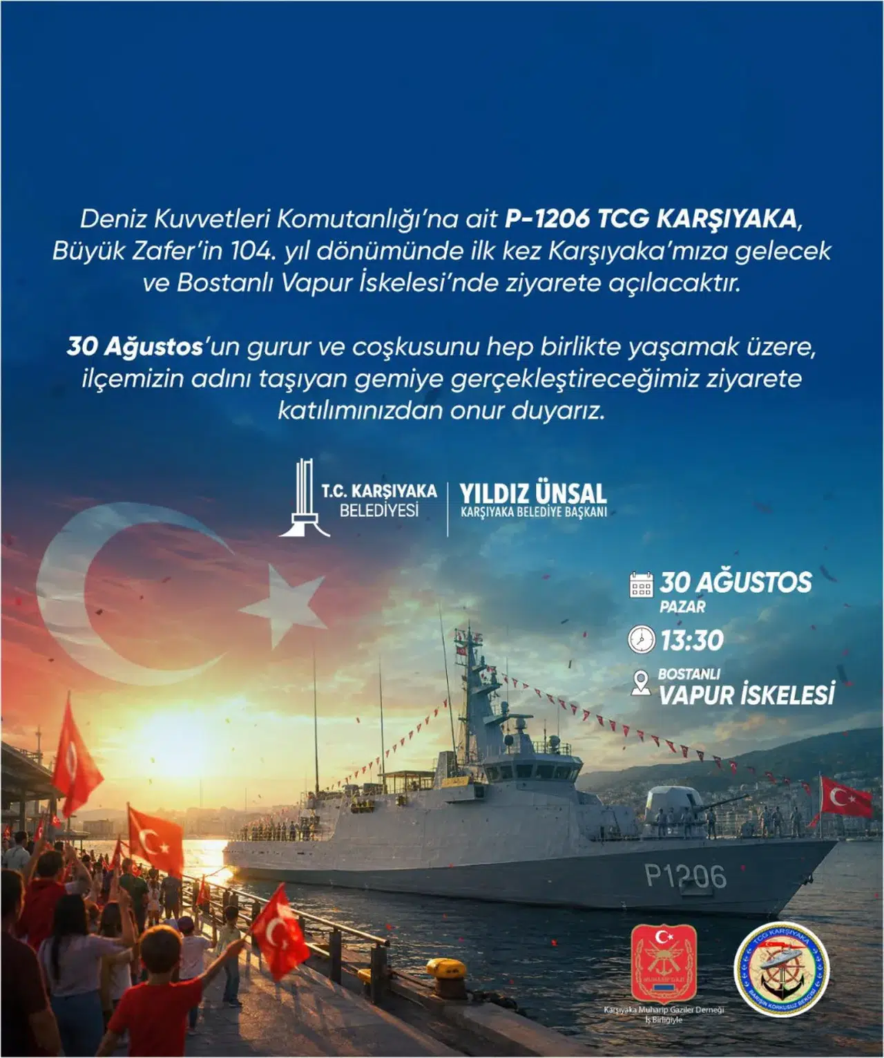 İzmir'in adını taşıyan TCG Karşıyaka ilk kez Bostanlı'da
