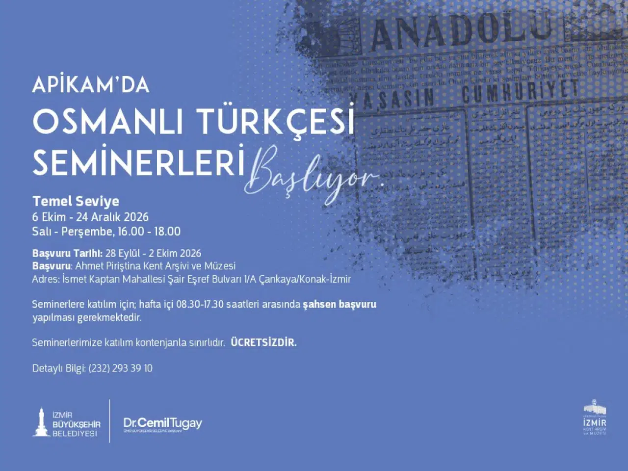 APİKAM'da Temel Seviye Osmanlı Türkçesi Seminerleri başlıyor