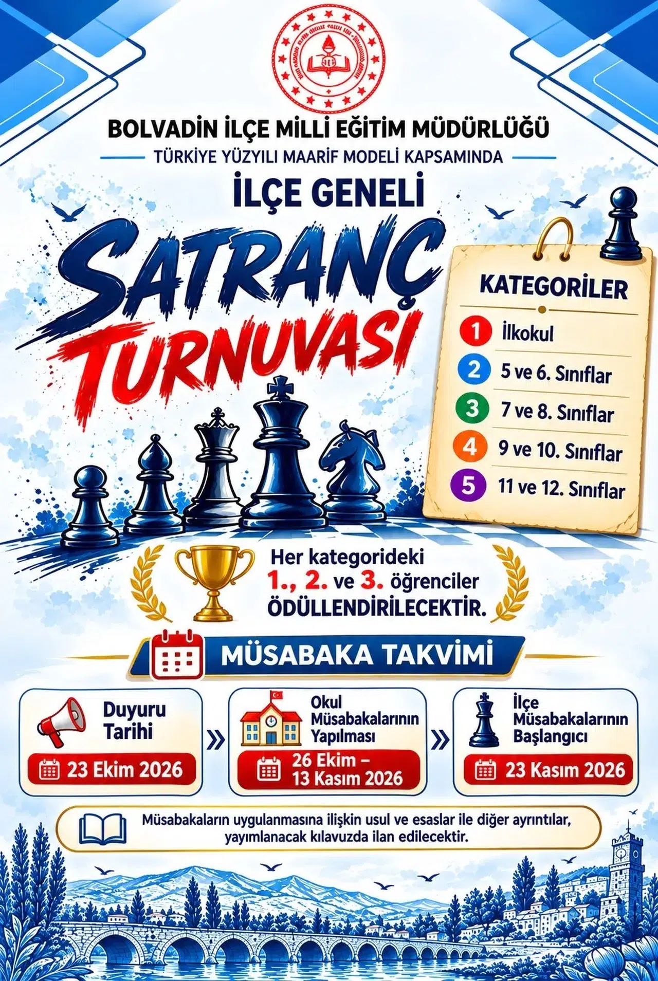 Bolvadin’de hamle sırası gençlerde: Satranç turnuvası için geri sayım başladı