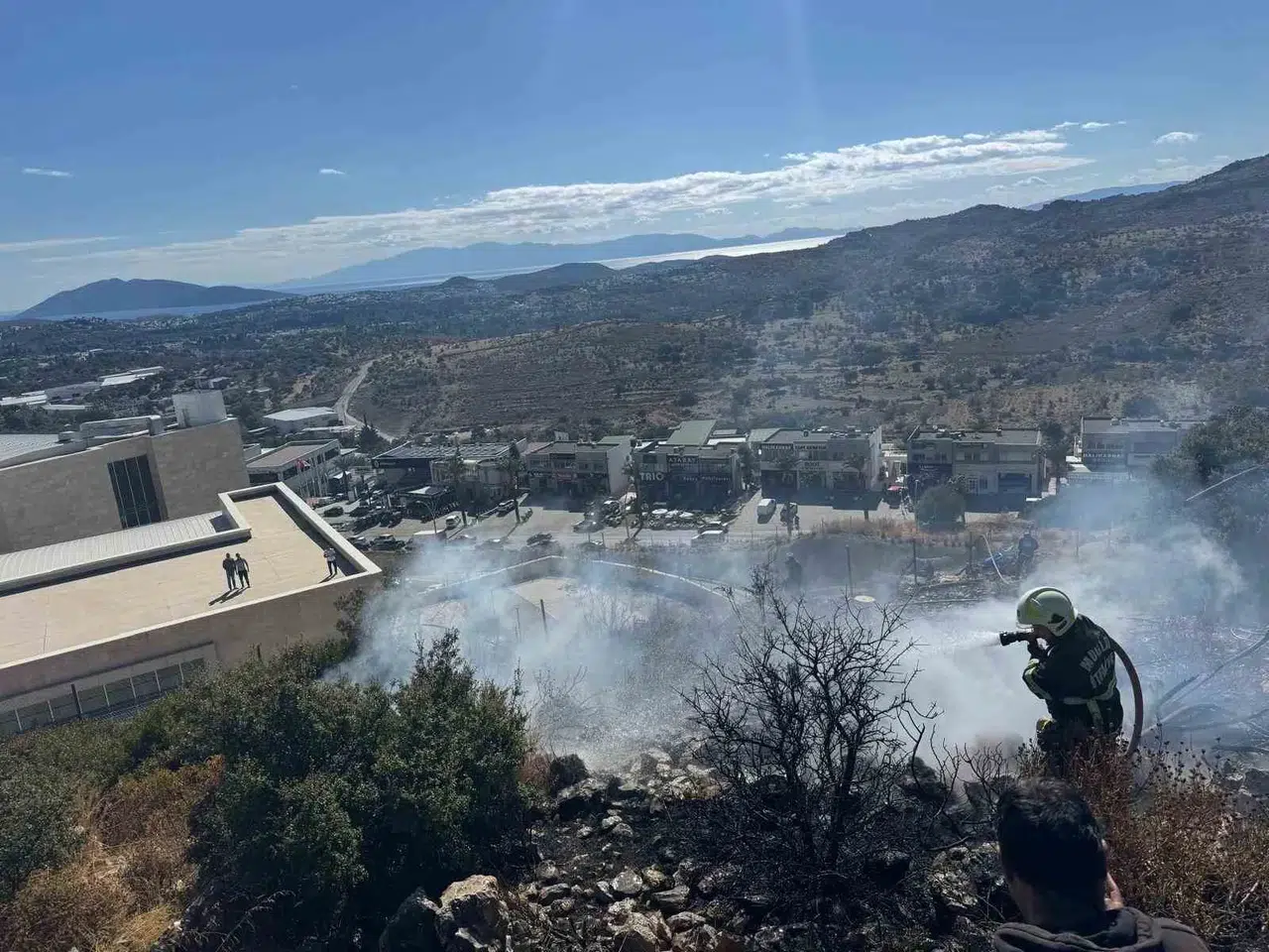 Bodrum'da korkutan yangın: Ekipler büyümeden durdurdu