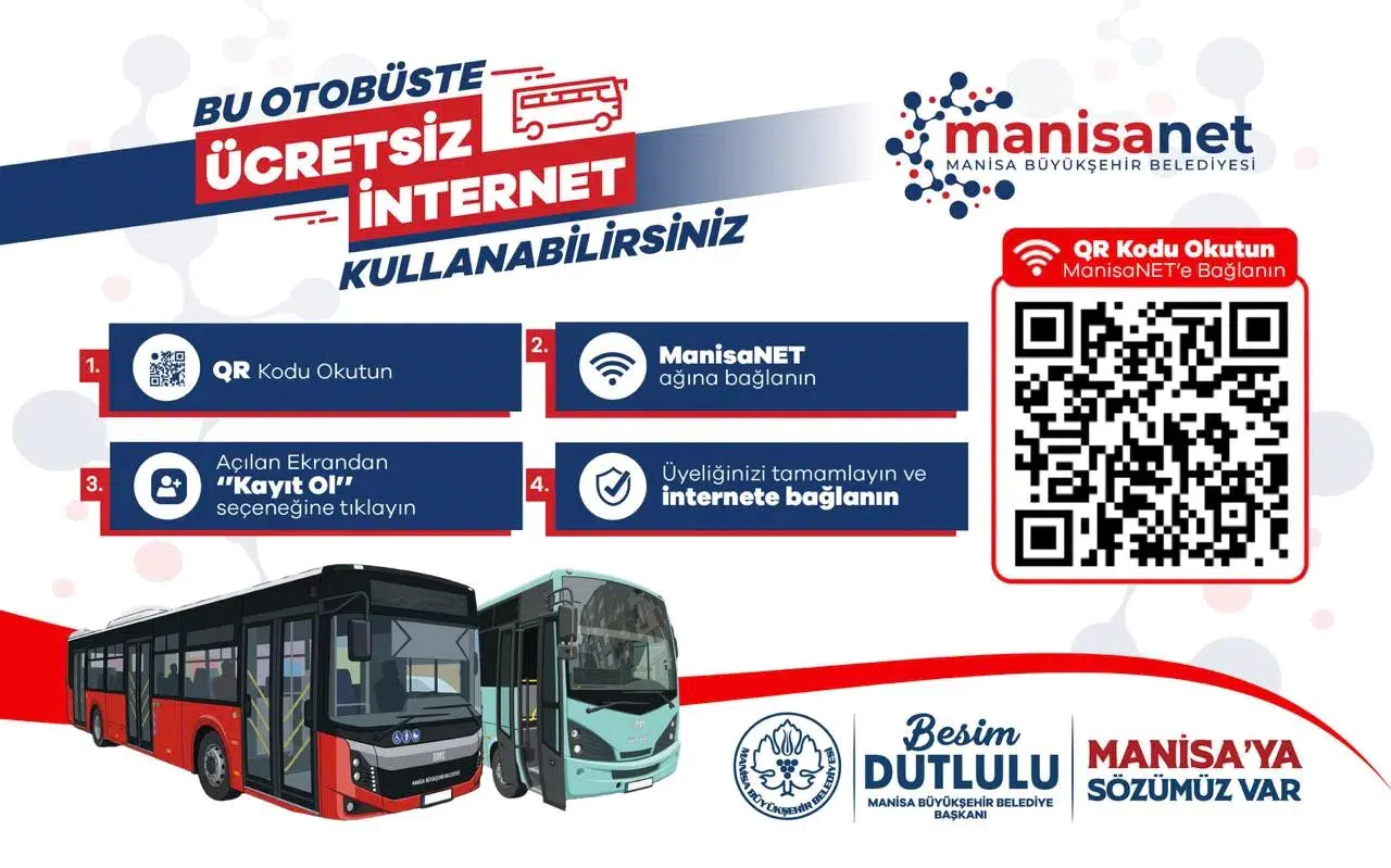 Manisa'da yolculuklar artık daha hızlı: Belediye otobüslerinde kesintisiz internet dönemi başladı