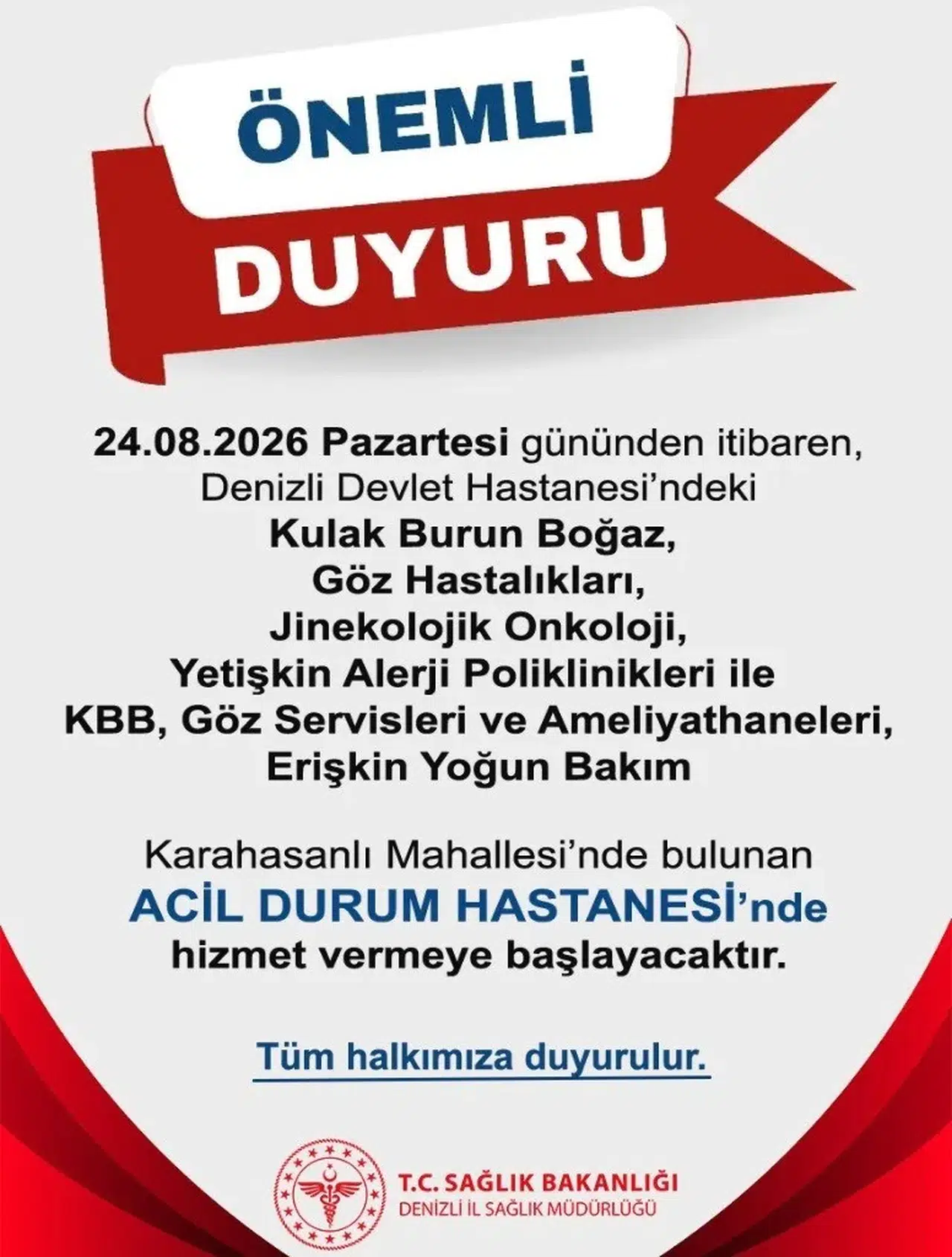 Denizli'de sağlıkta yer değişikliği: Kritik birimler yeni adresine taşınıyor