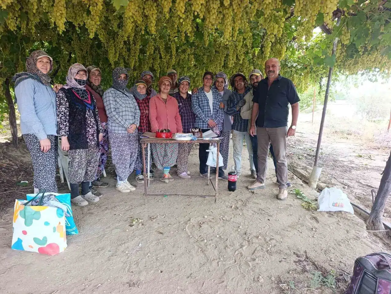 Bağda Mesai Sürerken Pasta Sürprizi: Öğretmen Çiftçiden İşçisine Unutulmaz Jest